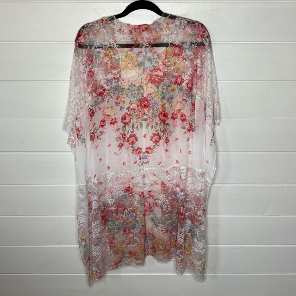 Brittany Black Printed Very Floral Relaxed Fit Kimono Loose Cover Up Women’s 1XL - Picture 8 of 12